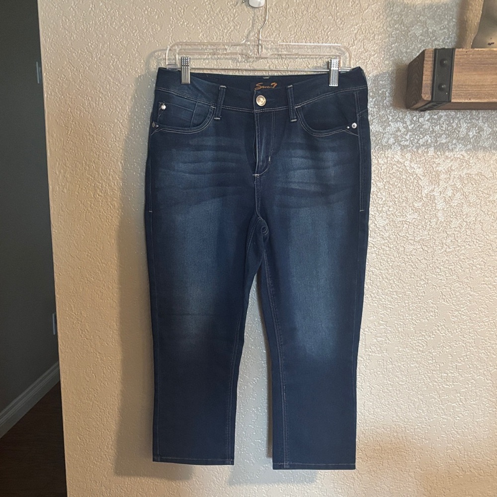 Seven7 Women's Deep Indigo Cropped Jeans